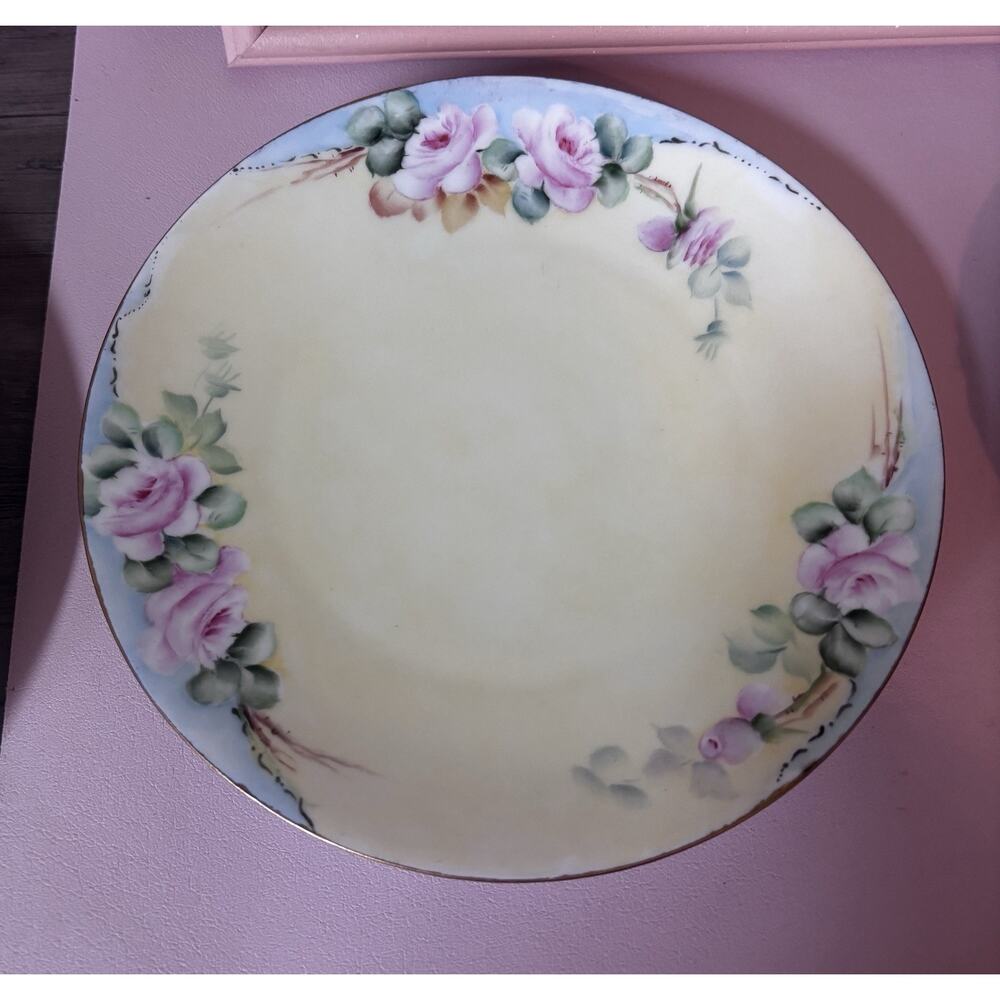 4 Vintage Blue Pink Yellow Mismatched Plate Wall Collage Display Floral Cottage - Picture 6 of 13